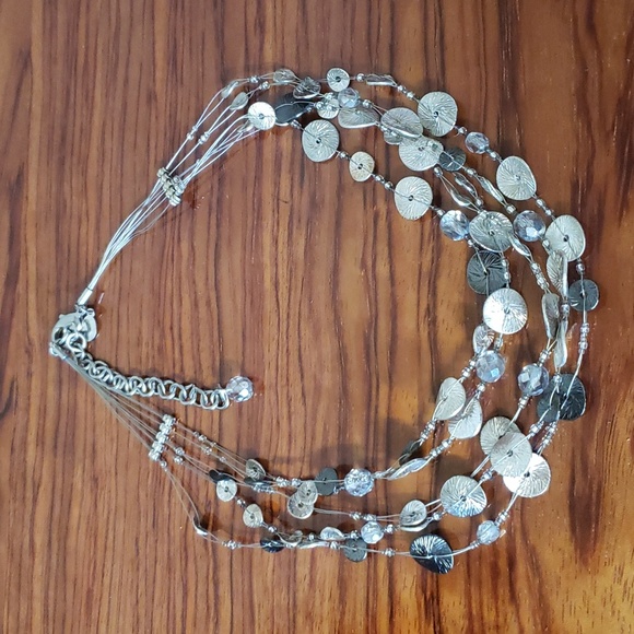 Chico's Necklace Toggle Lot Silver Tone Multi Strand Charm - Picture 5 of 11